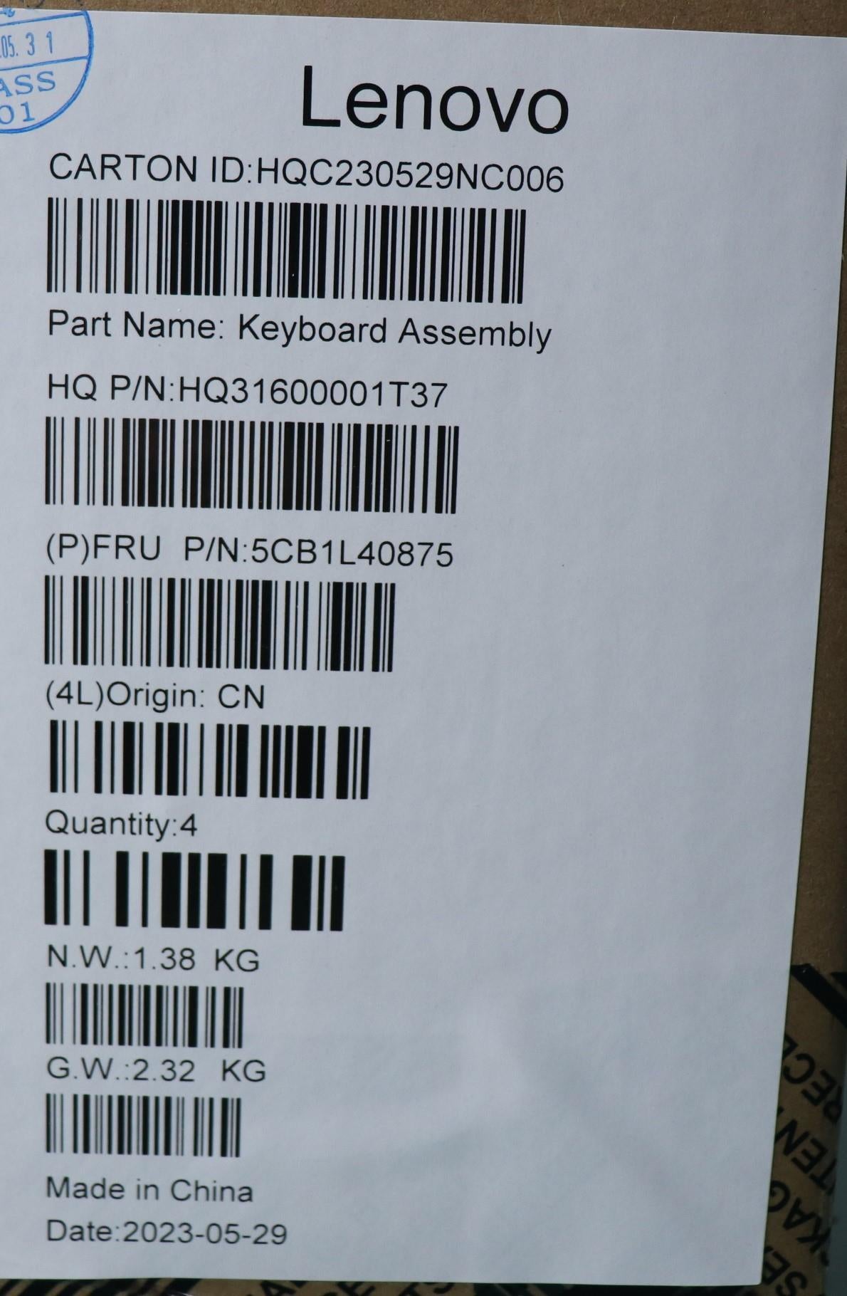 Lenovo Cover Upper Case Assembly Bel - 5CB1L40875