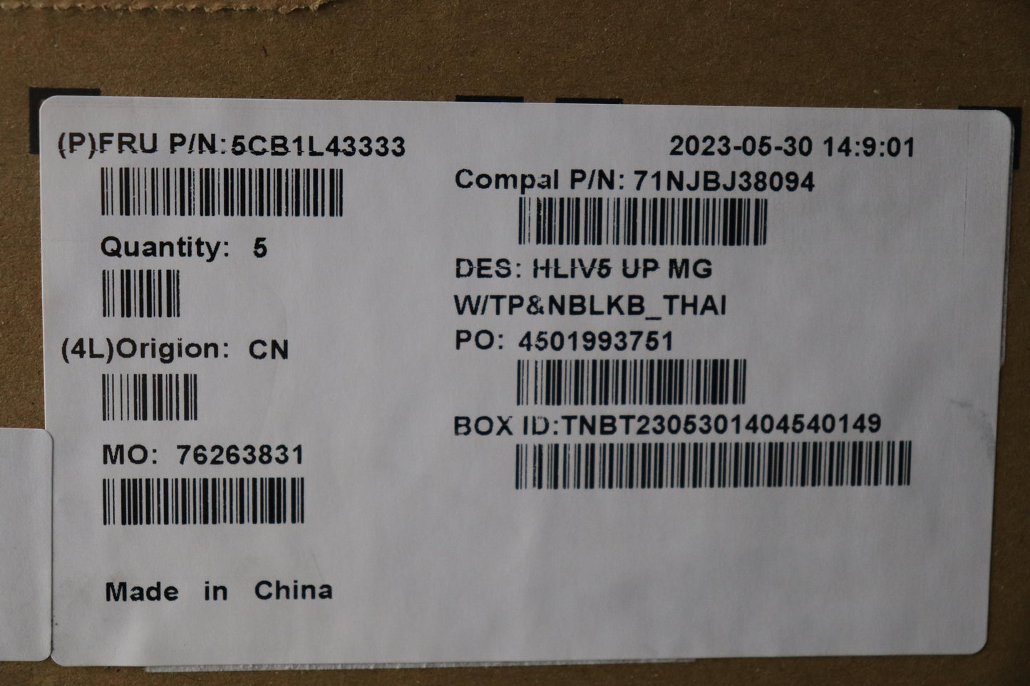 Lenovo Cover Upper Case Assembly Thai - 5CB1L43333