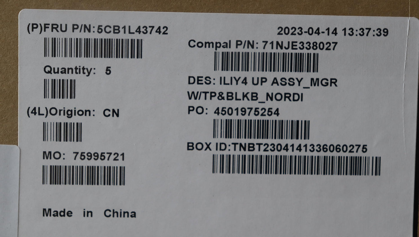 Lenovo Cover Uppercaseassembly Nordic - 5CB1L43742