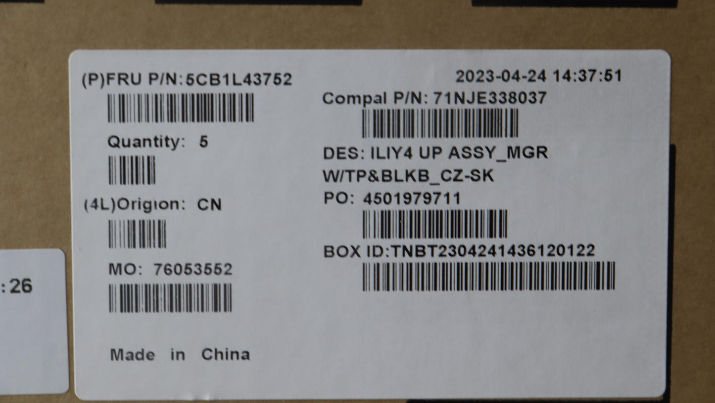 Lenovo Cover Uppercaseassembly Cze/Sl - 5CB1L43752
