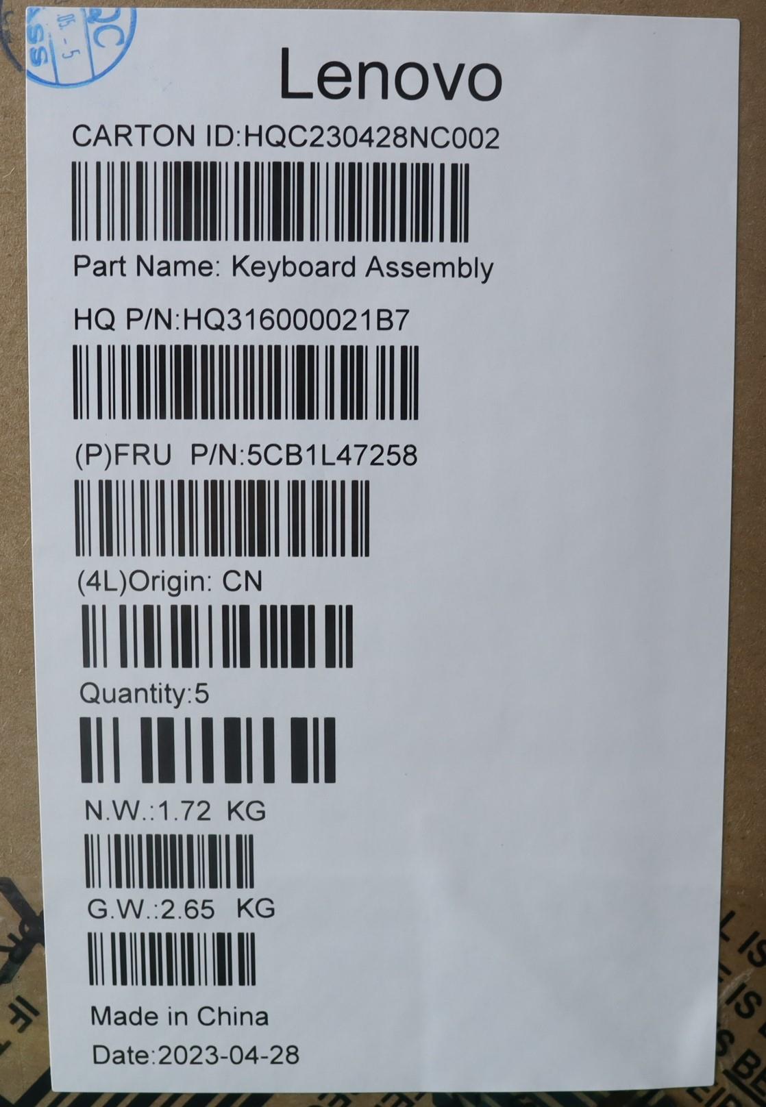 Lenovo Cover Upper Case Assembly La S - 5CB1L47258