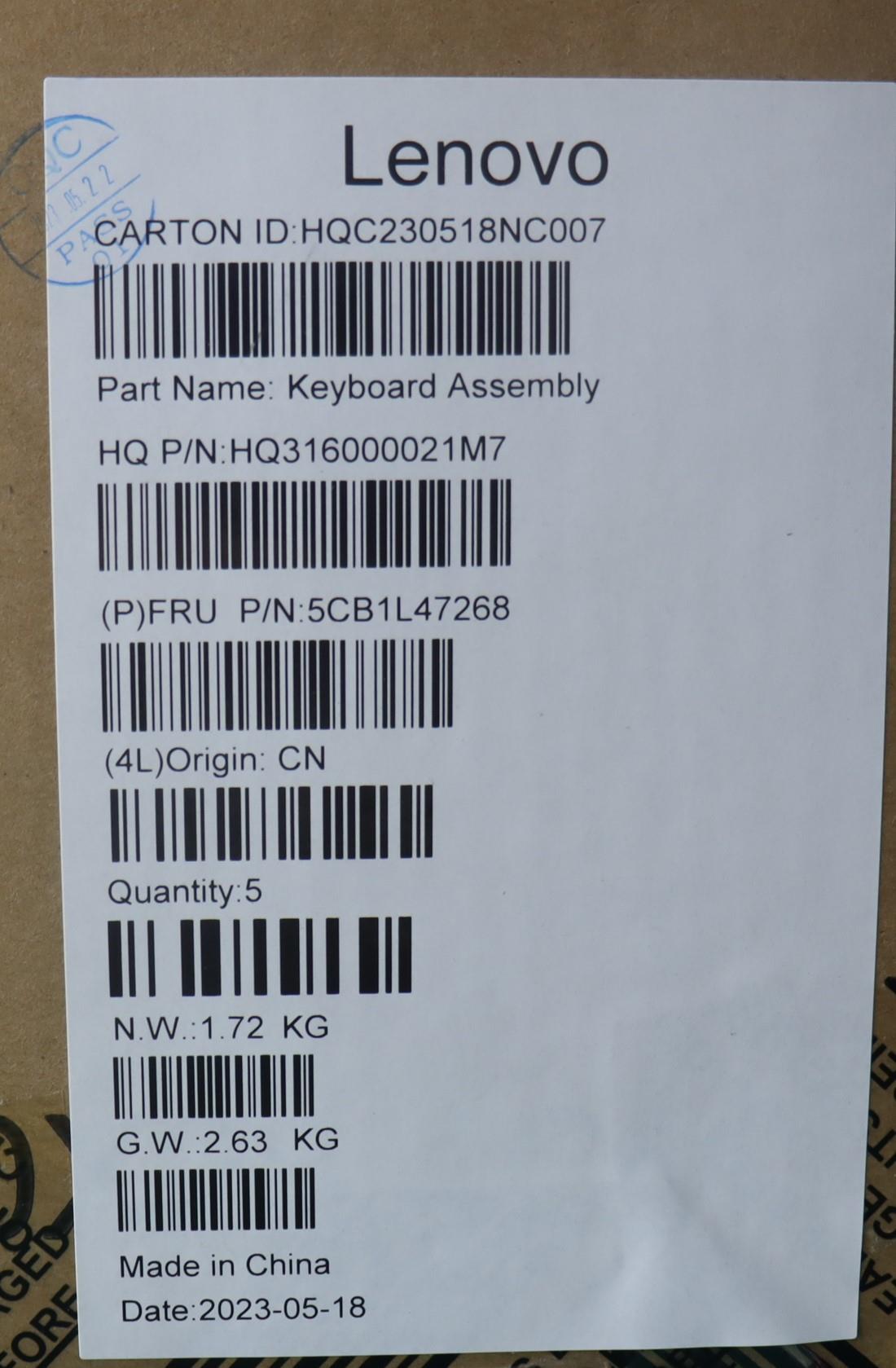 Lenovo Cover Upper Case Assembly Nord - 5CB1L47268
