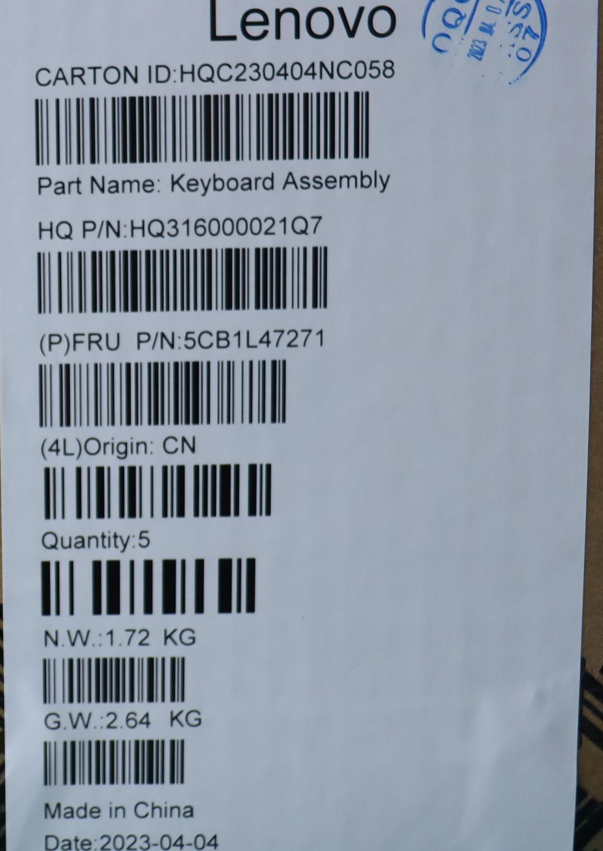 Lenovo Cover Upper Case Assembly Slv - 5CB1L47271