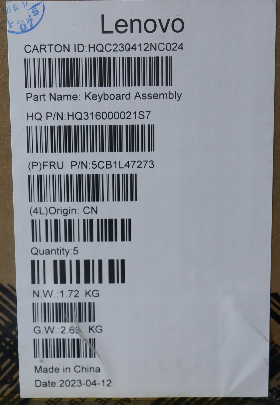 Lenovo Cover Upper Case Assembly Sws - 5CB1L47273