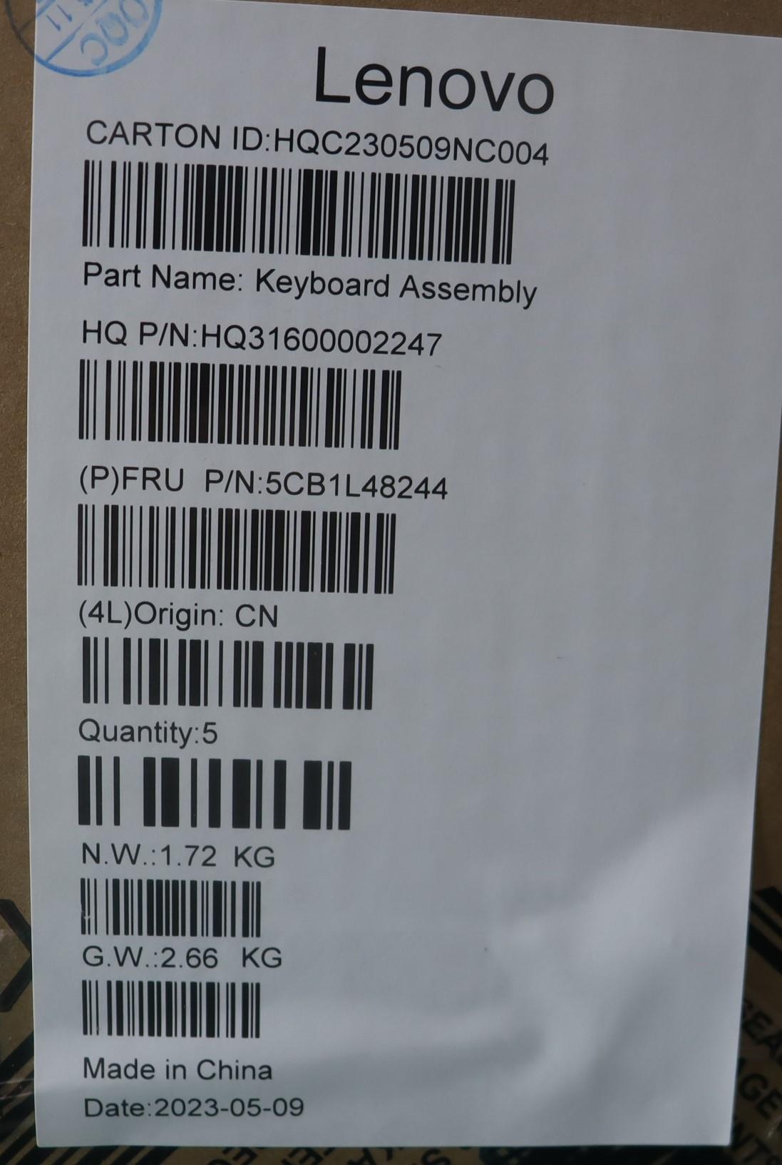 Lenovo Cover Upper Case Assembly Fra - 5CB1L48244