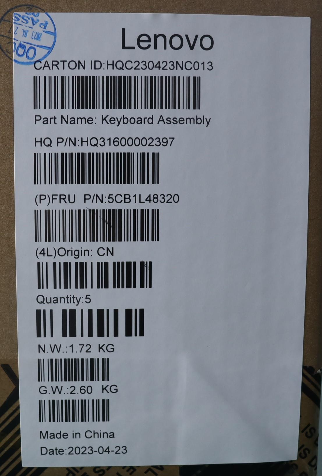 Lenovo Cover Upper Case Assembly Jpn - 5CB1L48320