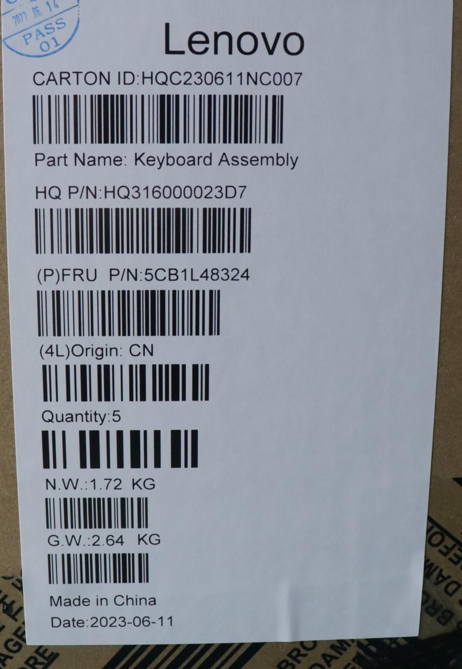 Lenovo Cover Upper Case Assembly Hbw - 5CB1L48324