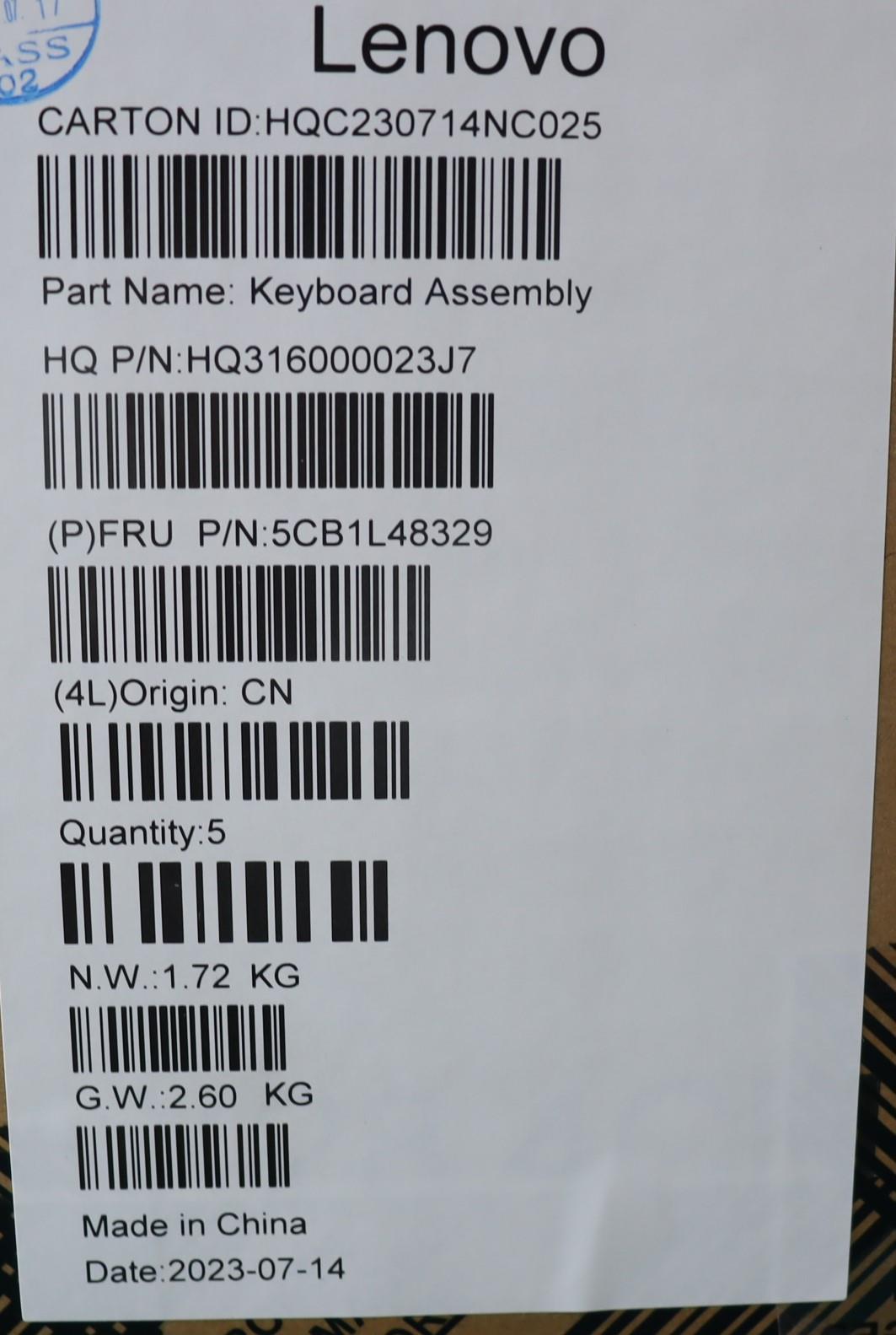 Lenovo Cover Upper Case Assembly Por - 5CB1L48329