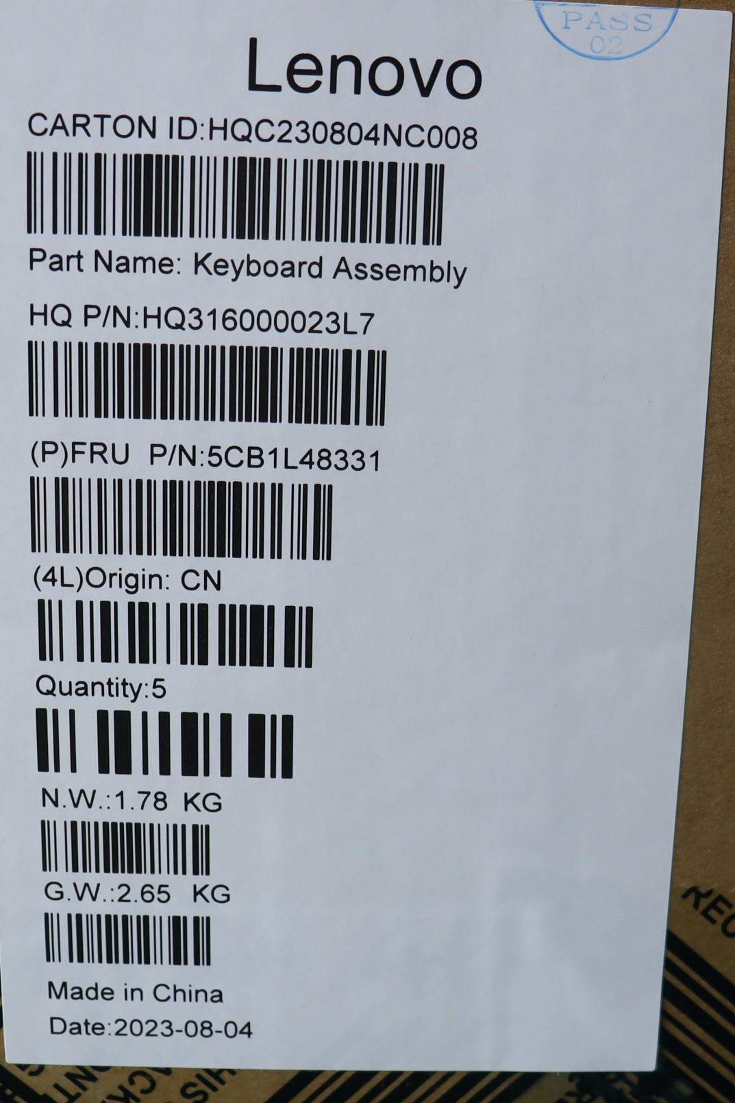 Lenovo Cover Upper Case Assembly Slv - 5CB1L48331