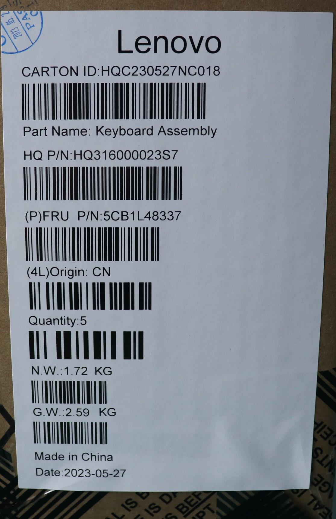 Lenovo Cover Upper Case Assembly Uke - 5CB1L48337