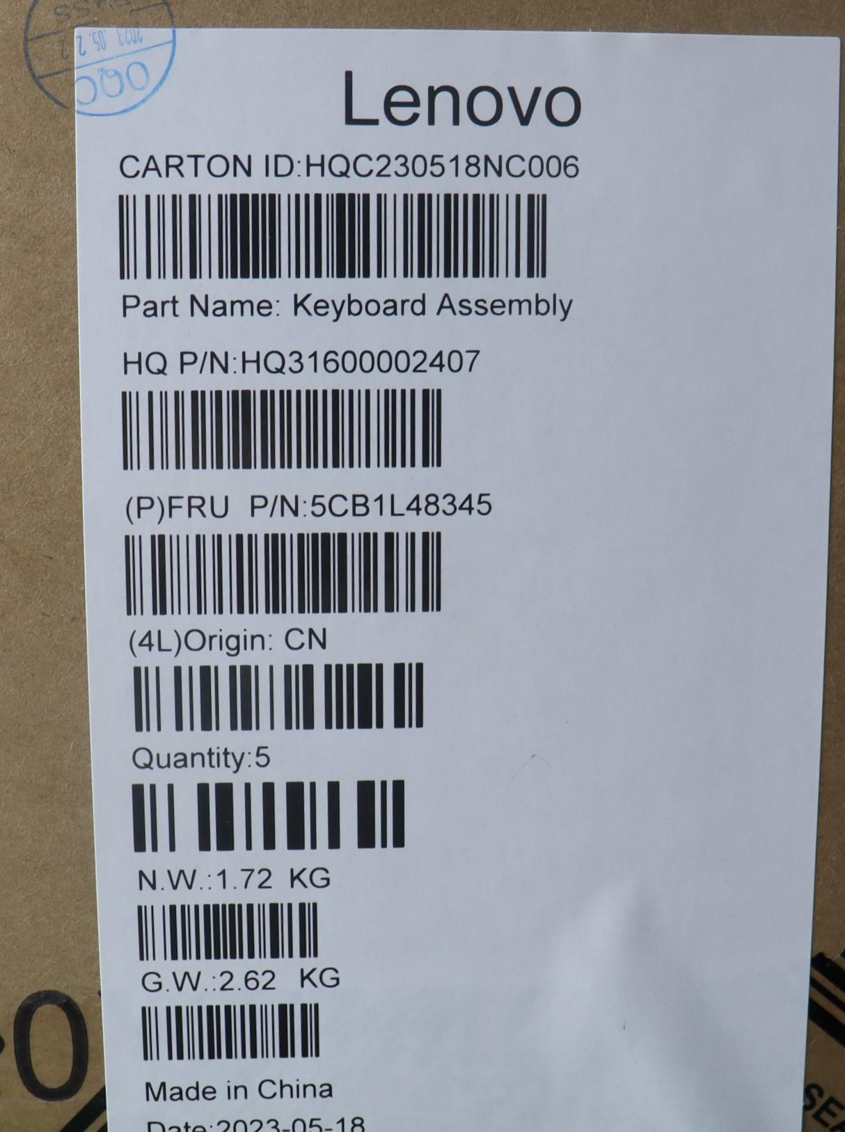 Lenovo Cover Upper Case Assembly Fra - 5CB1L48345