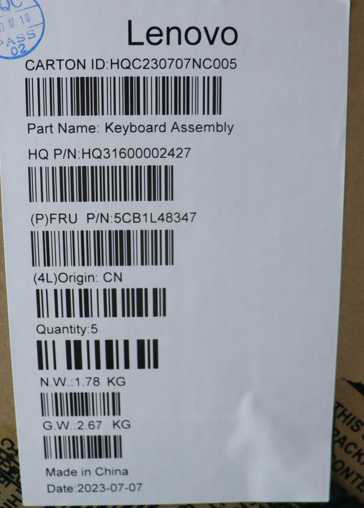 Lenovo Cover Upper Case Assembly Ukr - 5CB1L48347