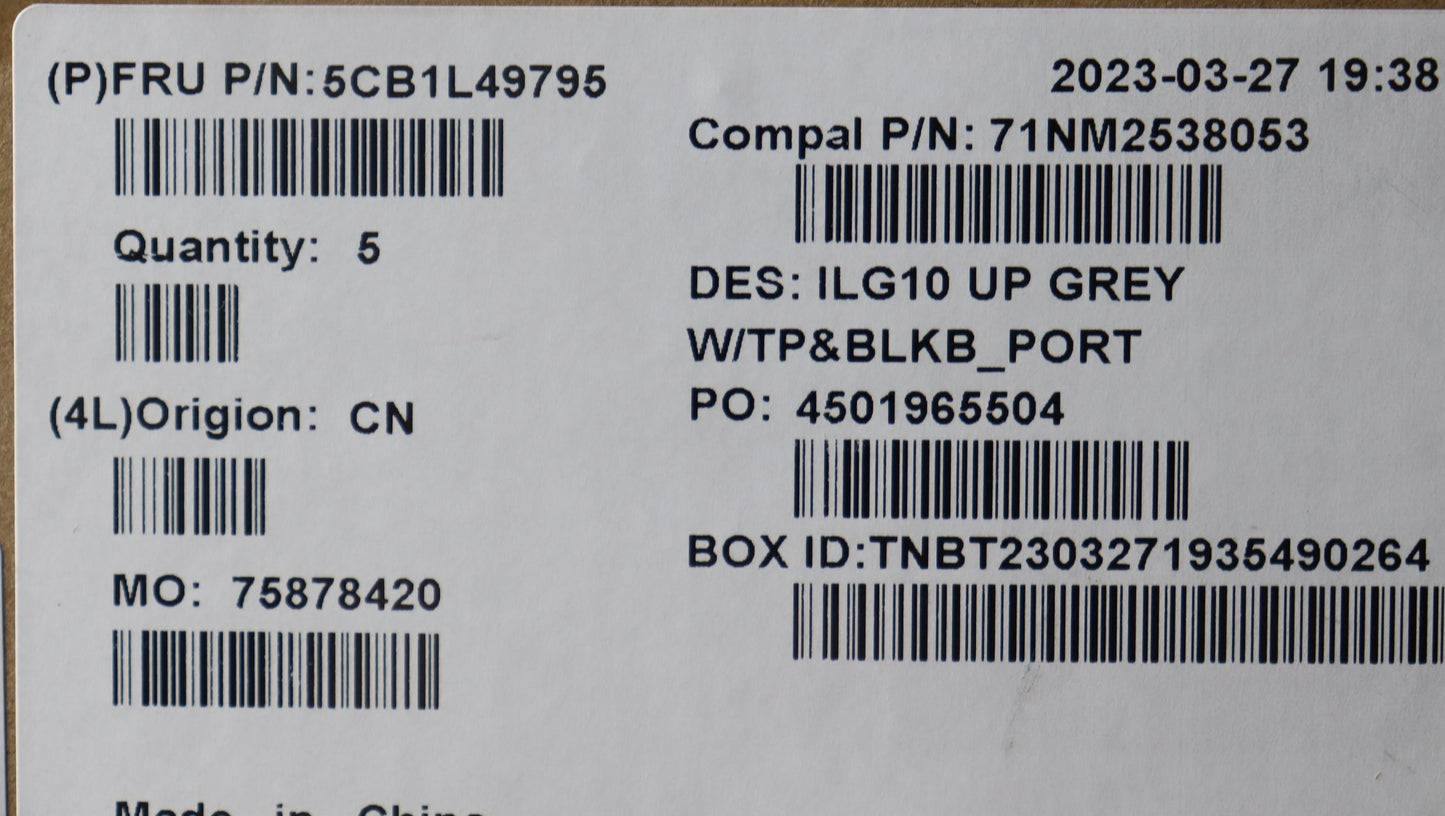 Lenovo Cover Upper Case Assembly Por - 5CB1L49795
