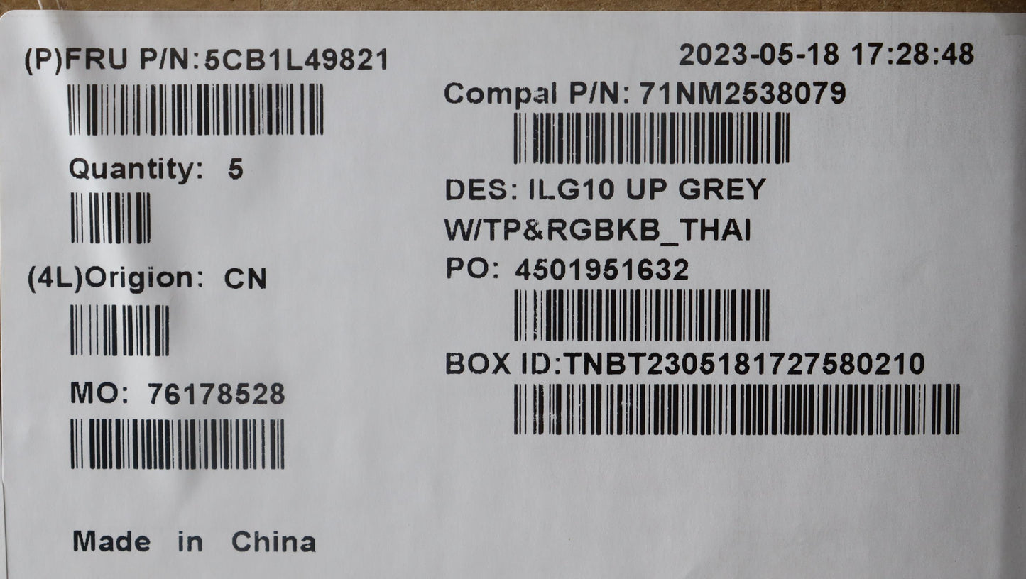 Lenovo Cover Upper Case Assembly Thai - 5CB1L49821