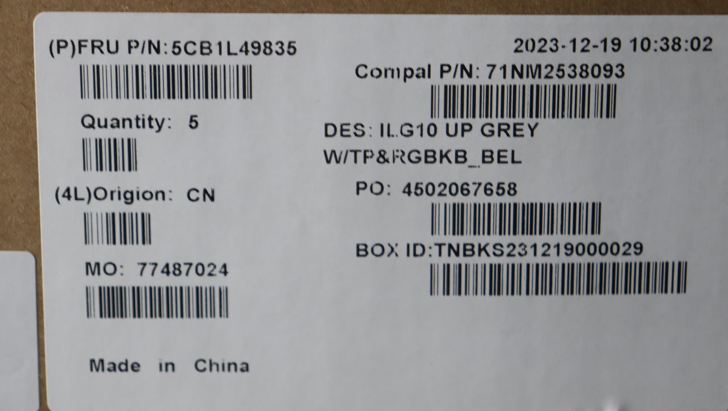 Lenovo Cover Upper Case Assembly Bel - 5CB1L49835
