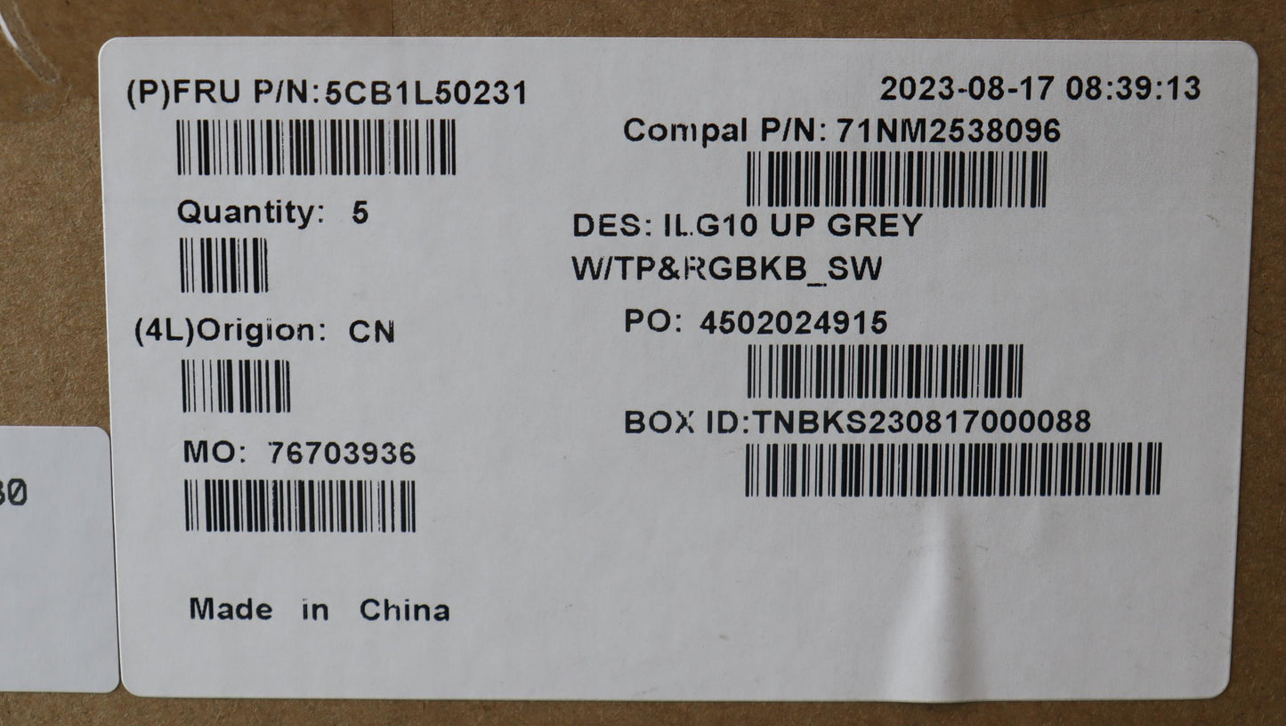 Lenovo Cover Upper Case Assembly Sws - 5CB1L50231