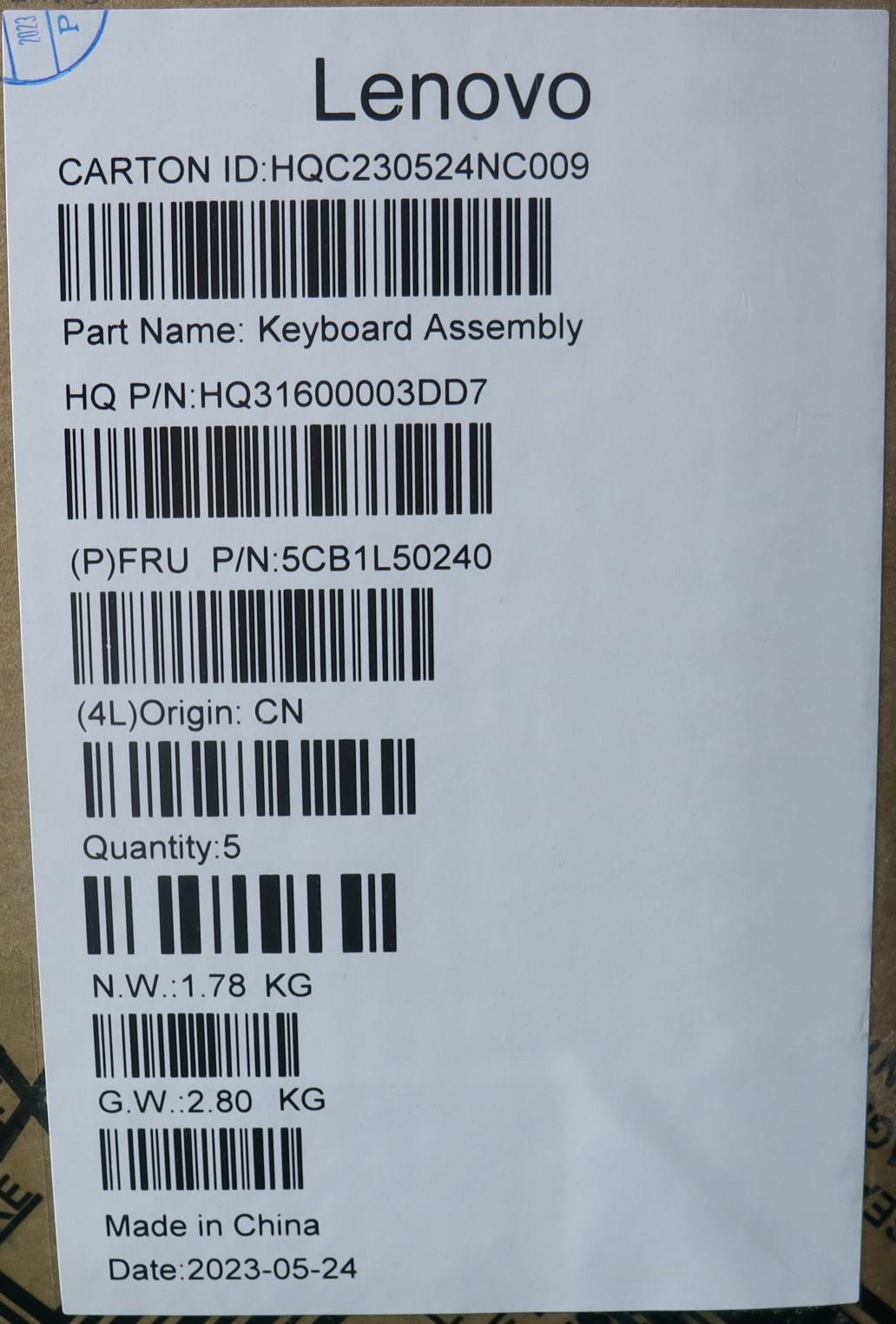 Lenovo Cover Upper Case Assembly Bel - 5CB1L50240