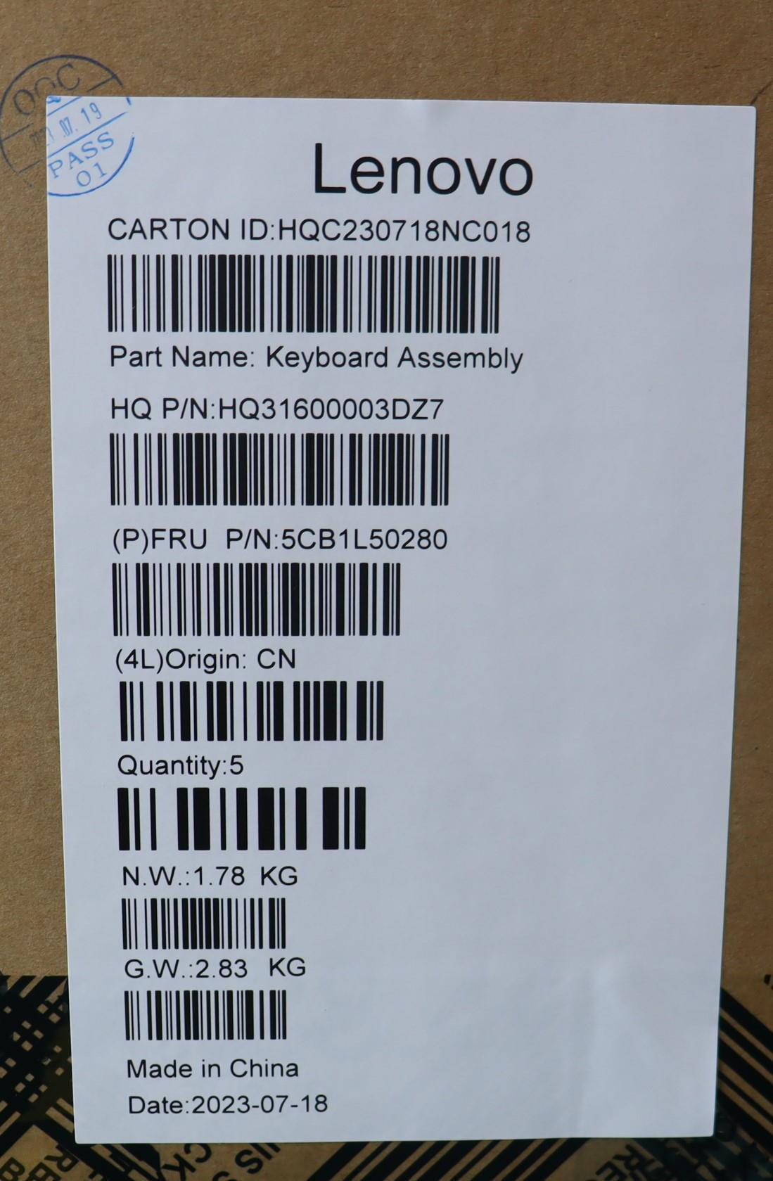 Lenovo Cover Upper Case Assembly Por - 5CB1L50280