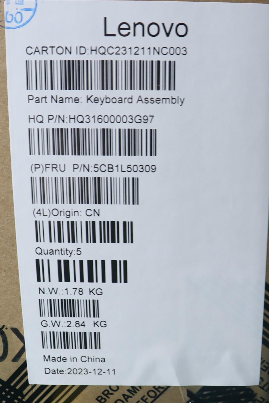 Lenovo Cover Upper Case Assembly Bul - 5CB1L50309