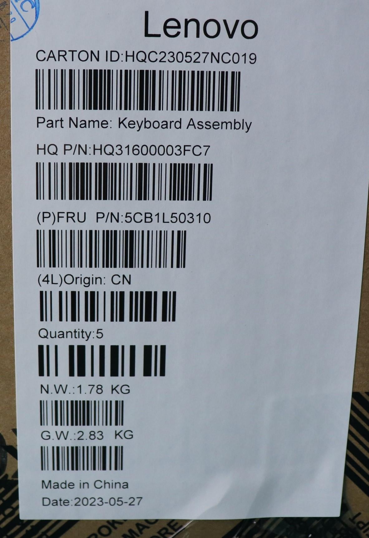 Lenovo Cover Upper Case Assembly Cze/ - 5CB1L50310