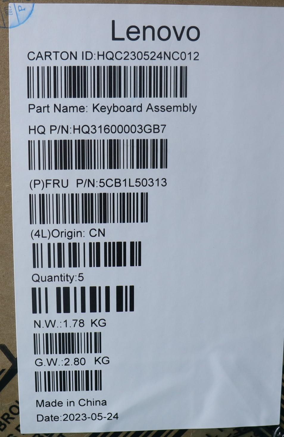 Lenovo Cover Upper Case Assembly Eng - 5CB1L50313