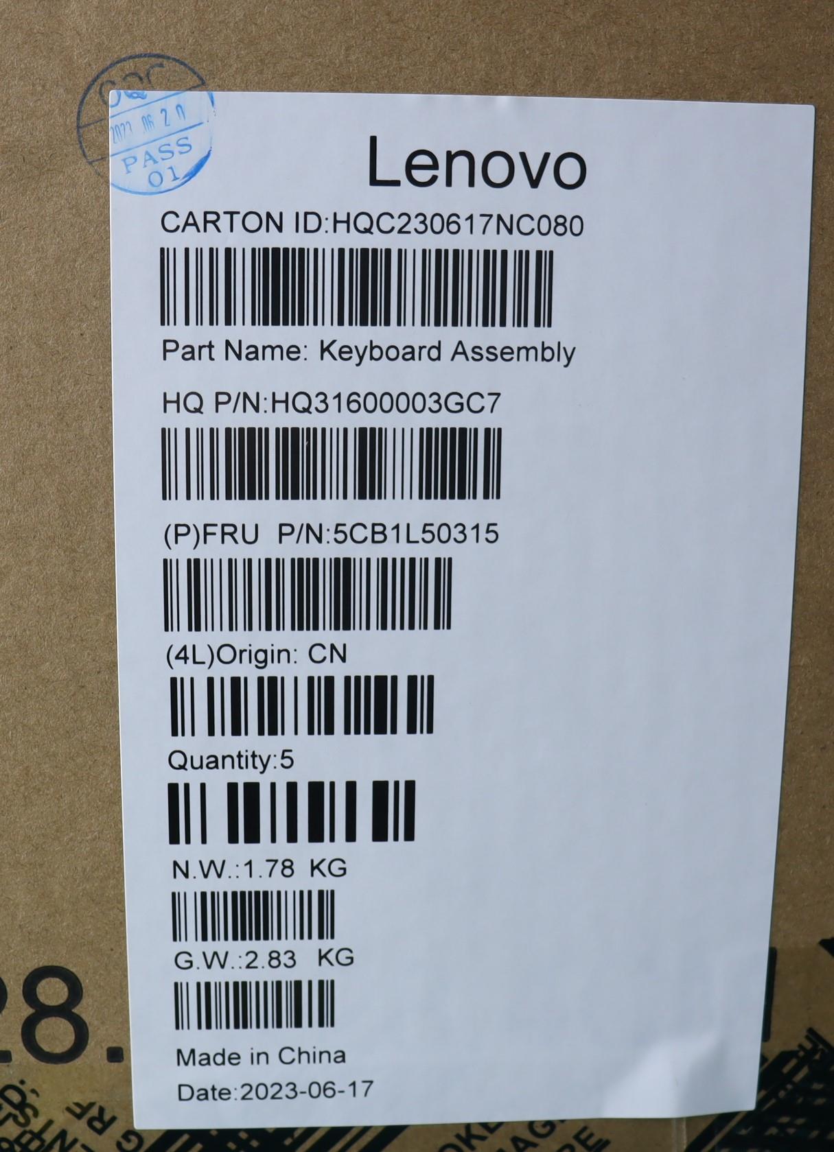 Lenovo Cover Upper Case Assembly Euro - 5CB1L50315