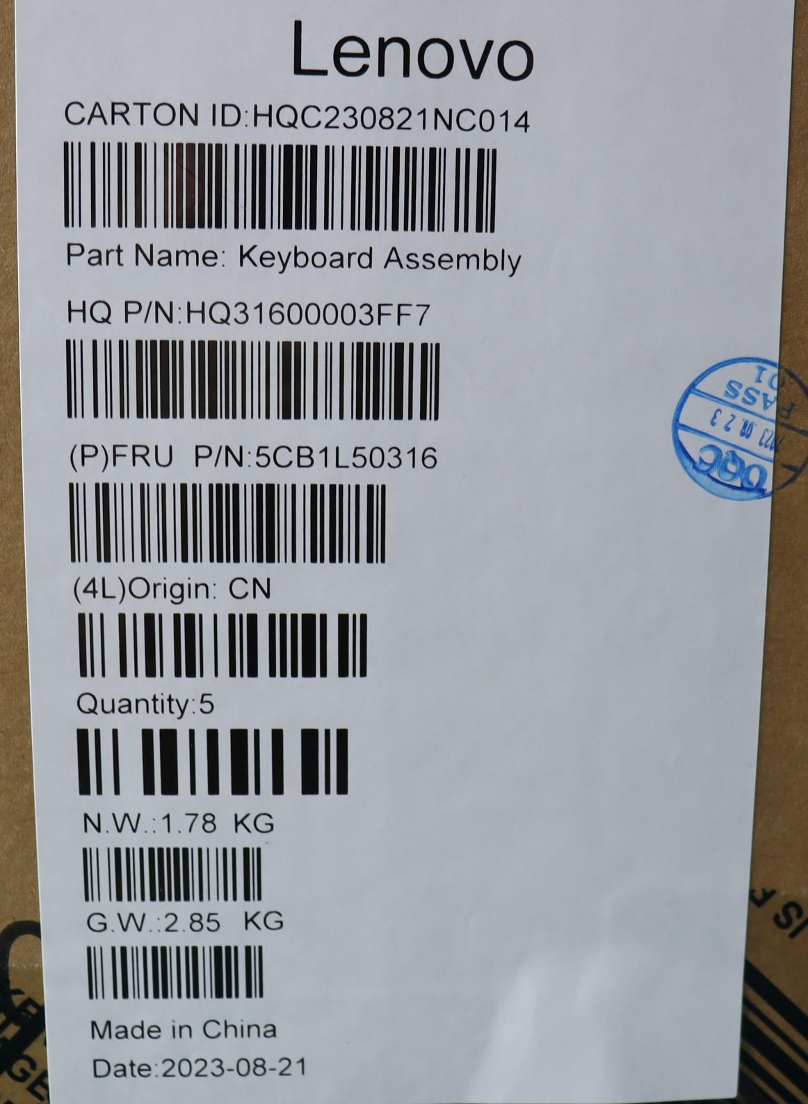 Lenovo Cover Upper Case Assembly Fra - 5CB1L50316