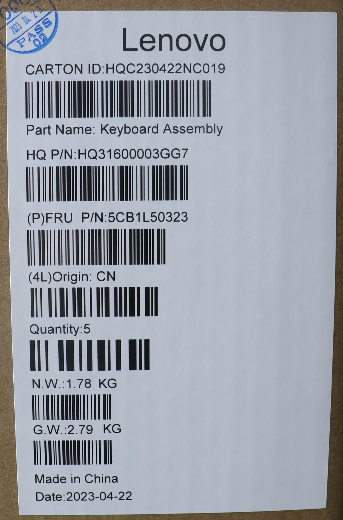 Lenovo Cover Upper Case Assembly Ger - 5CB1L50323