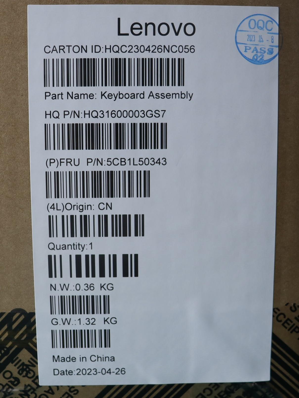 Lenovo Cover Upper Case Assembly Nord - 5CB1L50343