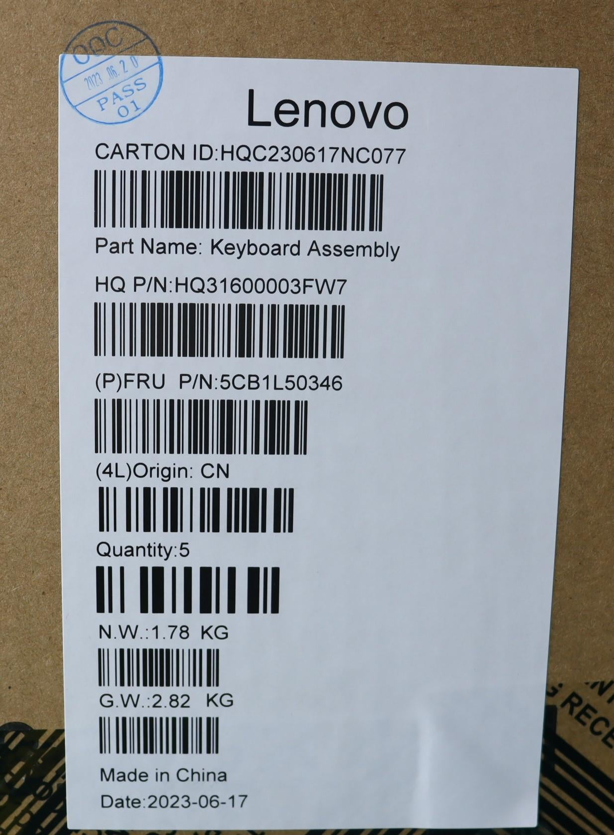 Lenovo Cover Upper Case Assembly Rus - 5CB1L50346