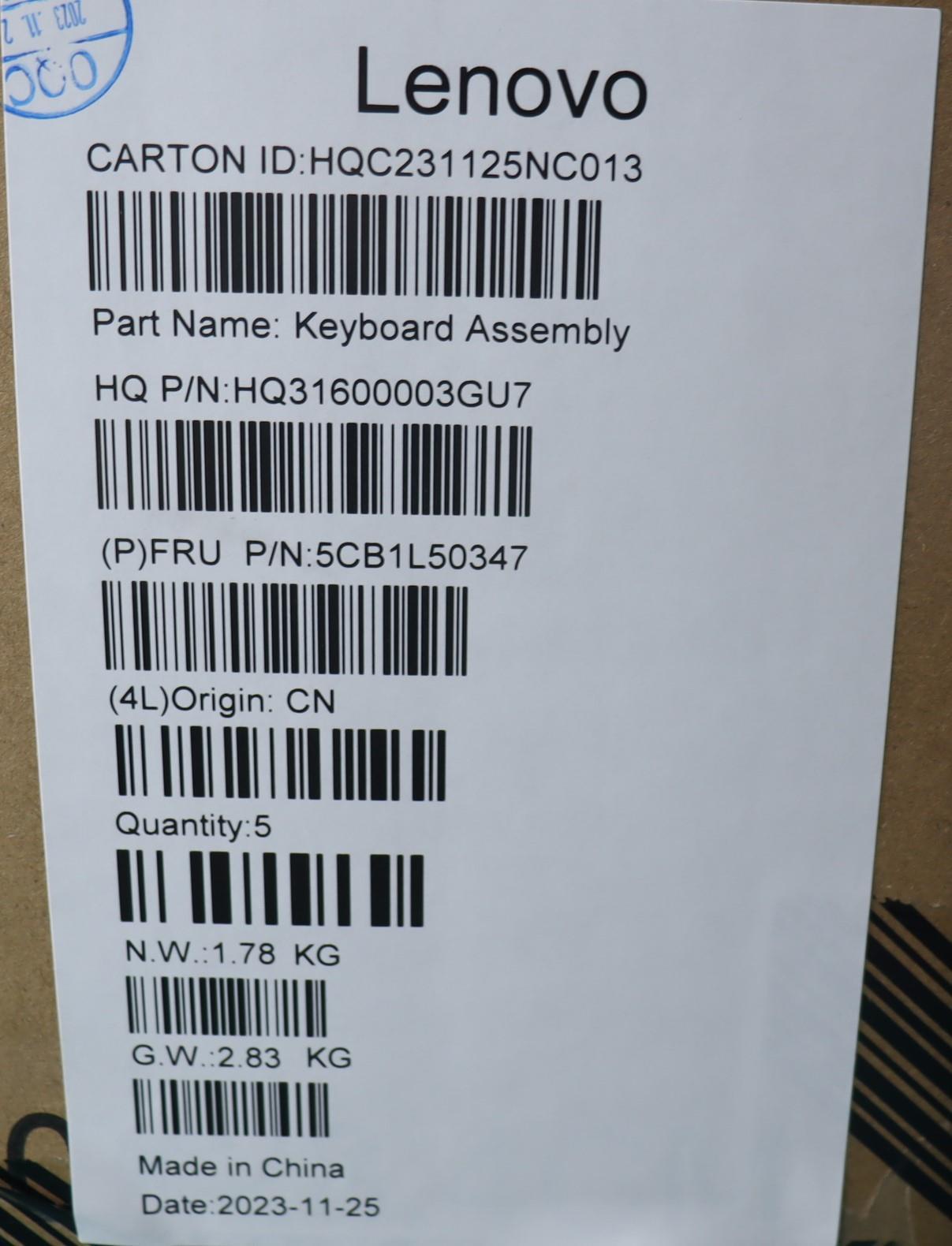 Lenovo Cover Upper Case Assembly Rus - 5CB1L50347