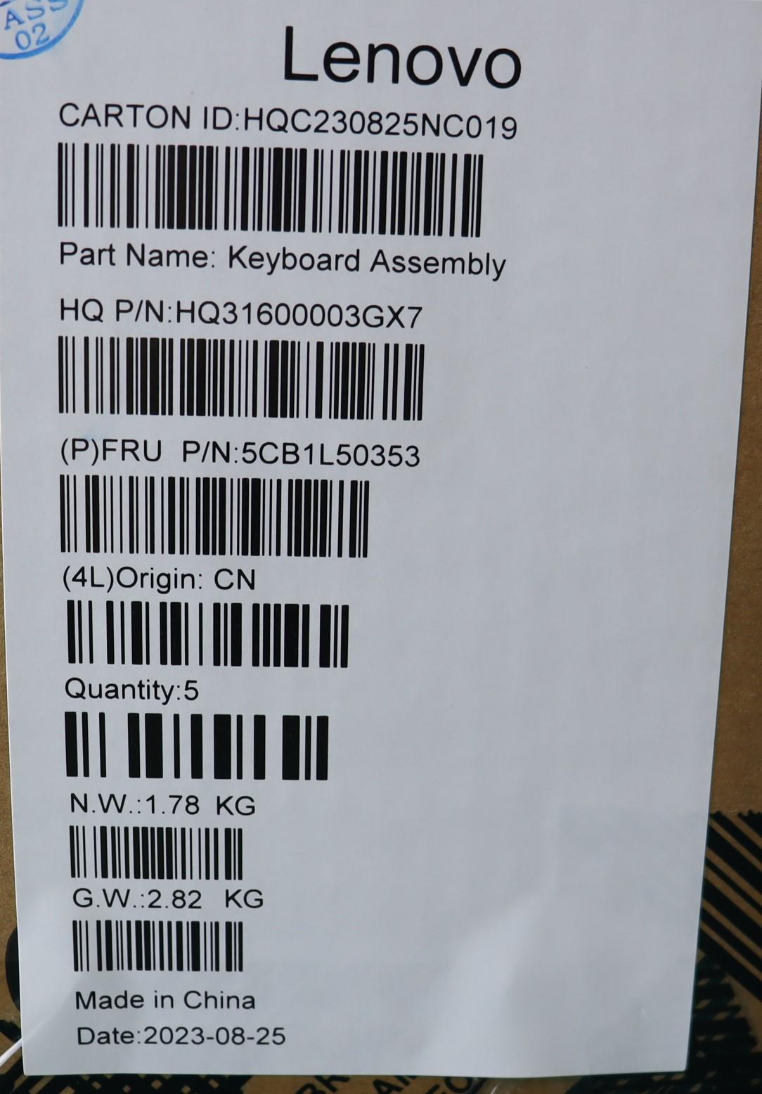 Lenovo Cover Upper Case Assembly Sws - 5CB1L50353