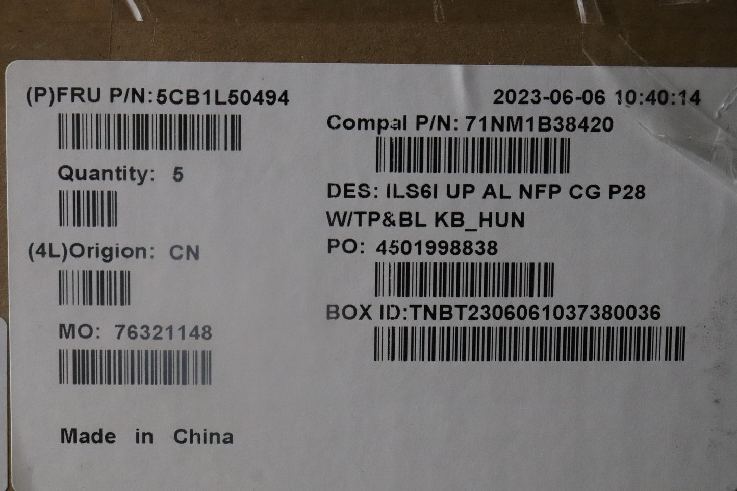 Lenovo Cover Upcase_Hun C82Xf Nfp Cg - 5CB1L50494
