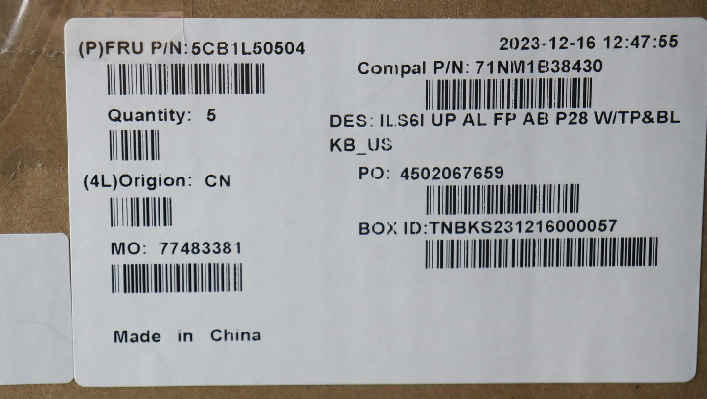 Lenovo Cover Upcase_Eng C82Xf Fp Ab B - 5CB1L50504