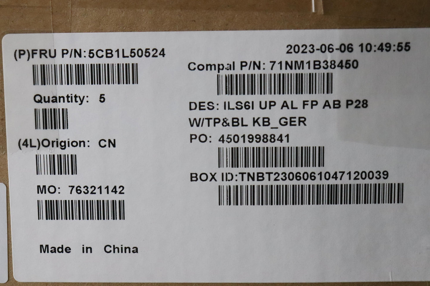 Lenovo Cover Upcase_Ger C82Xf Fp Ab B - 5CB1L50524