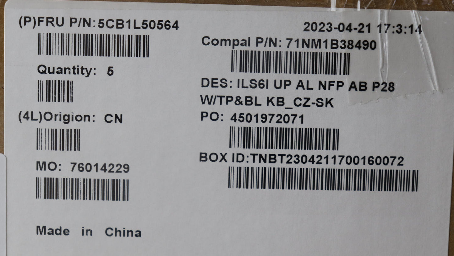 Lenovo Cover Upcase_Cze/Slk C82Xf Nfp - 5CB1L50564