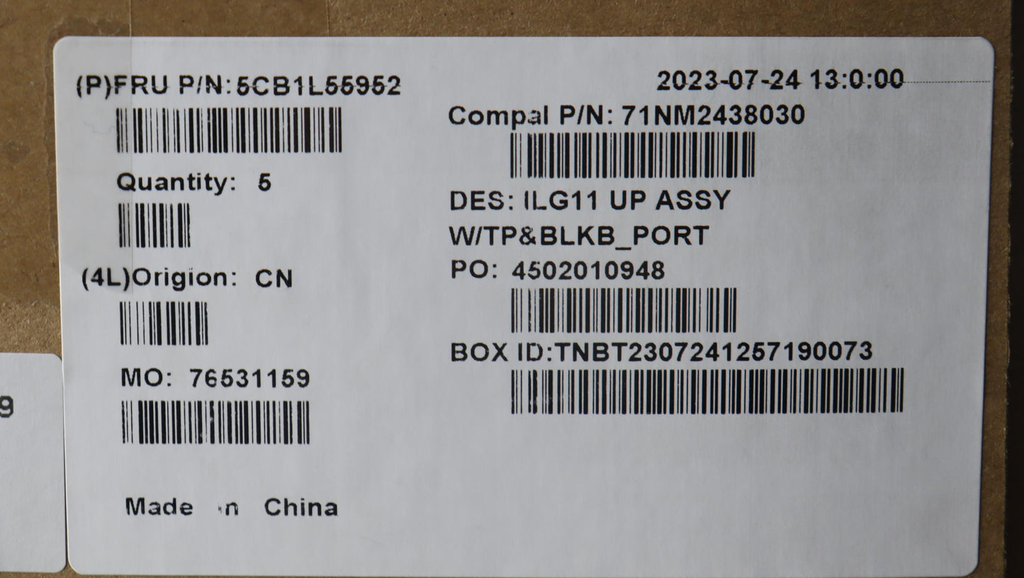 Lenovo Cover Upper Case Assembly Por - 5CB1L55952