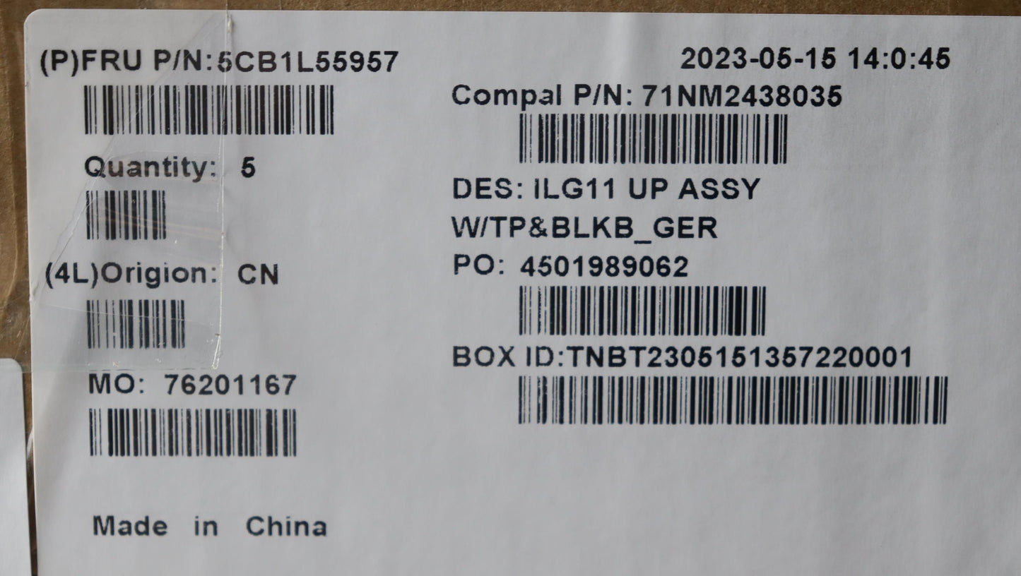 Lenovo Cover Upper Case Assembly Ger - 5CB1L55957