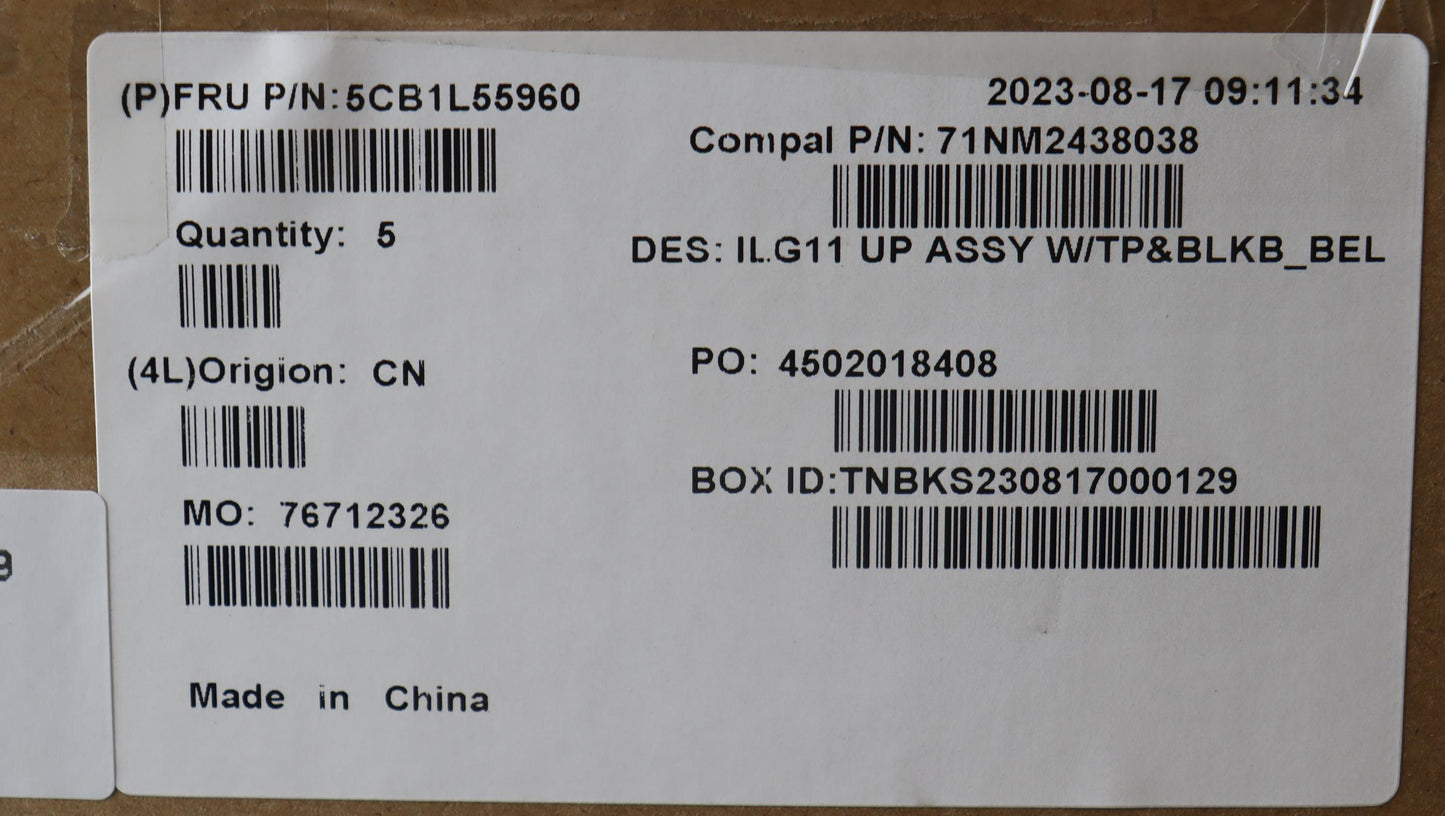 Lenovo Cover Upper Case Assembly Bel - 5CB1L55960