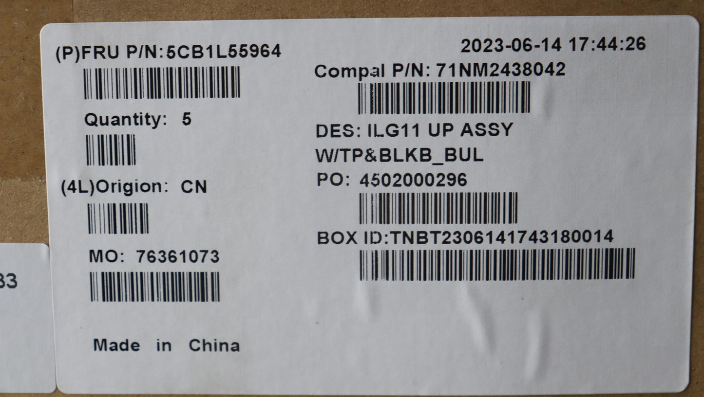 Lenovo Cover Upper Case Assembly Bul - 5CB1L55964