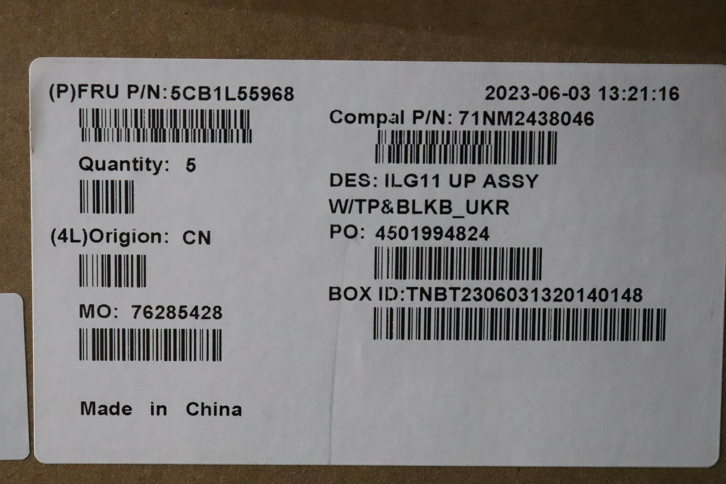 Lenovo Cover Upper Case Assembly Ukr - 5CB1L55968