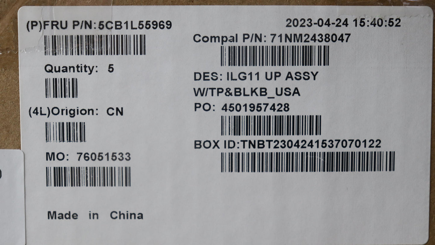 Lenovo Cover Upper Case Assembly Usa - 5CB1L55969