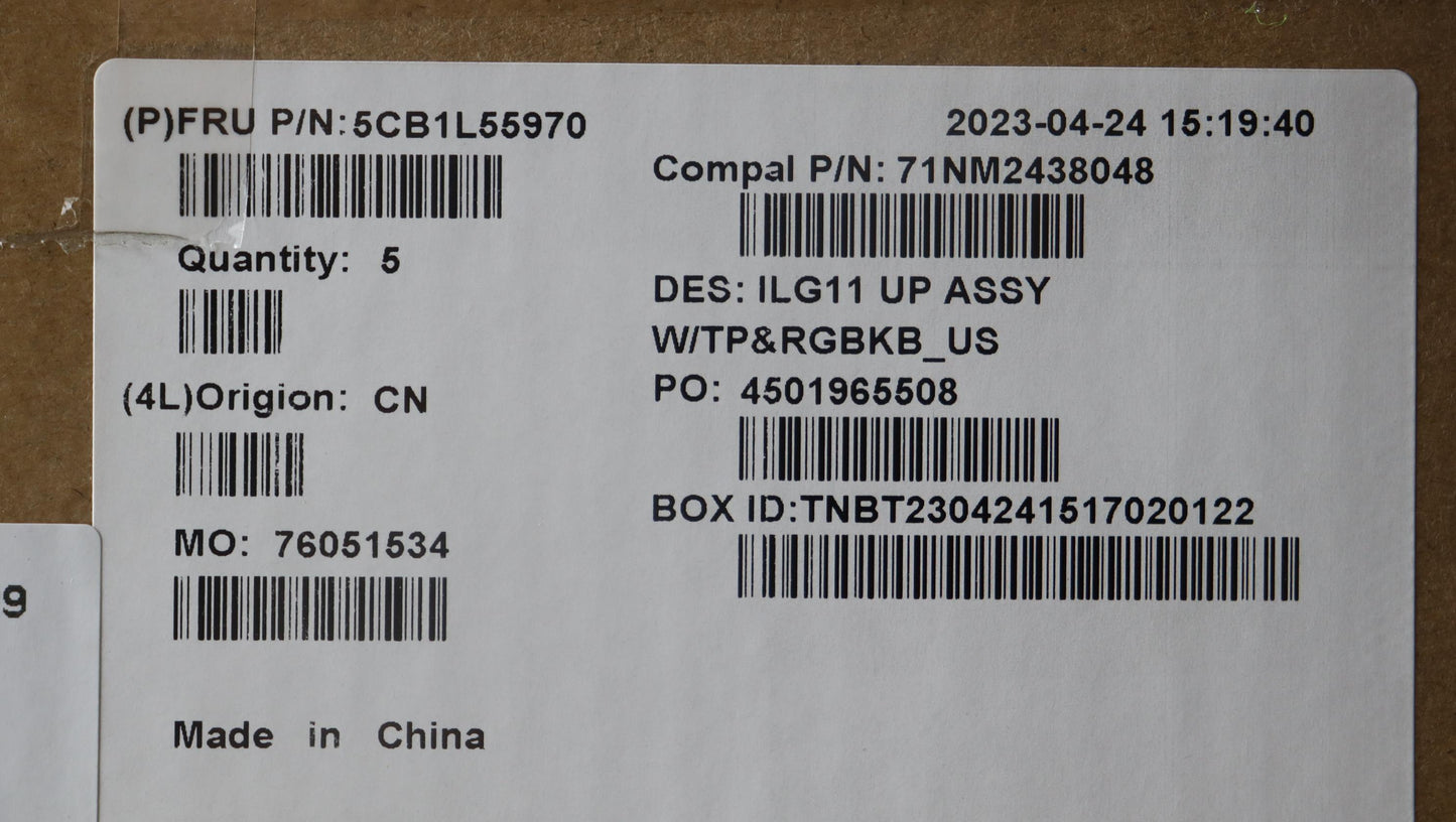 Lenovo Cover Upper Case Assembly Eng - 5CB1L55970