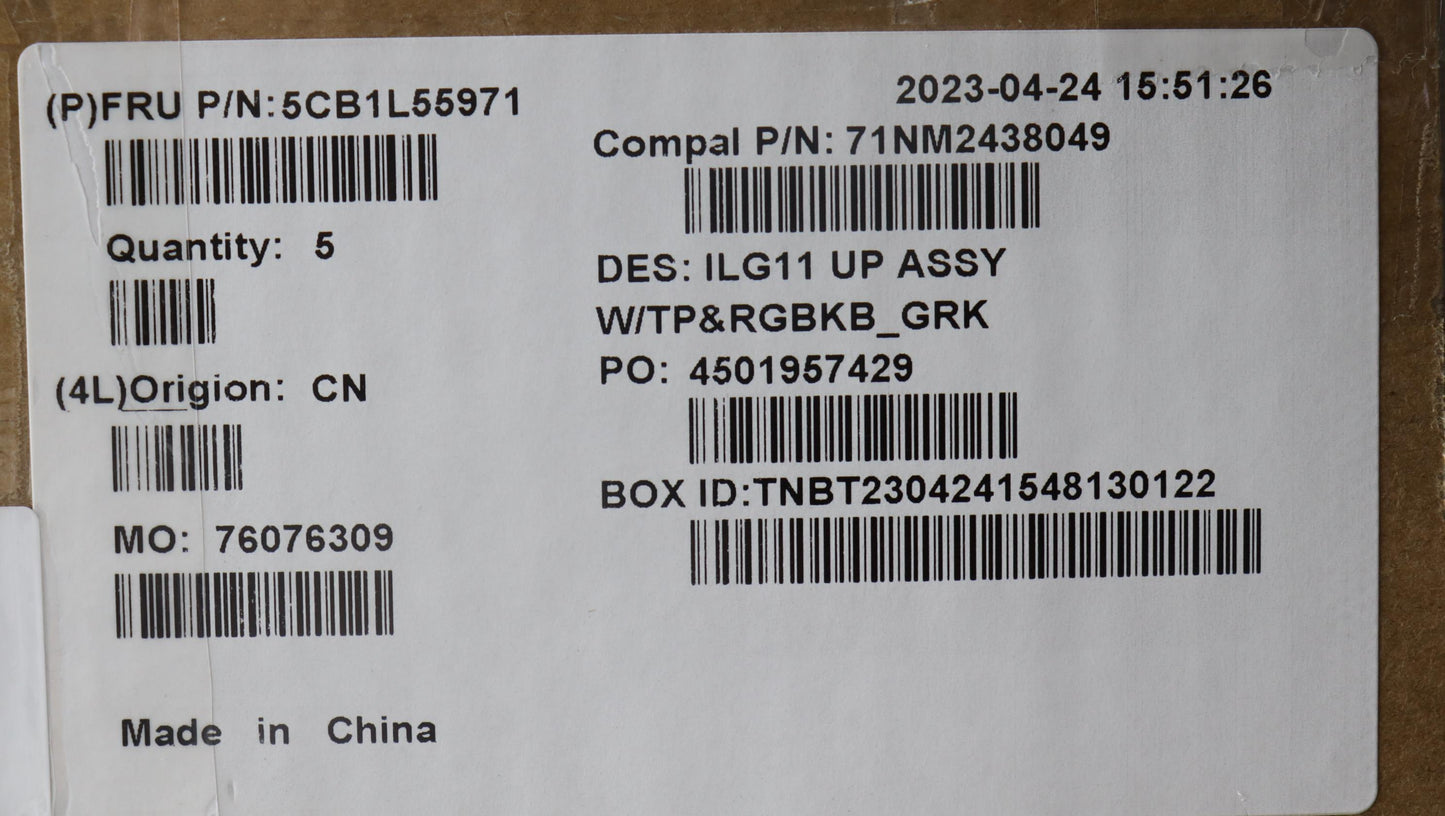 Lenovo Cover Upper Case Assembly Gre - 5CB1L55971