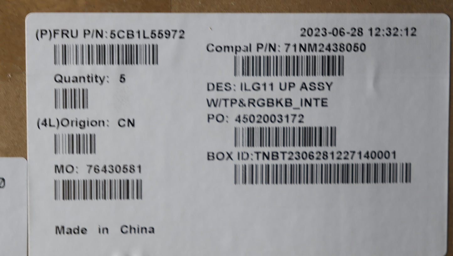 Lenovo Cover Upper Case Assembly Euro - 5CB1L55972