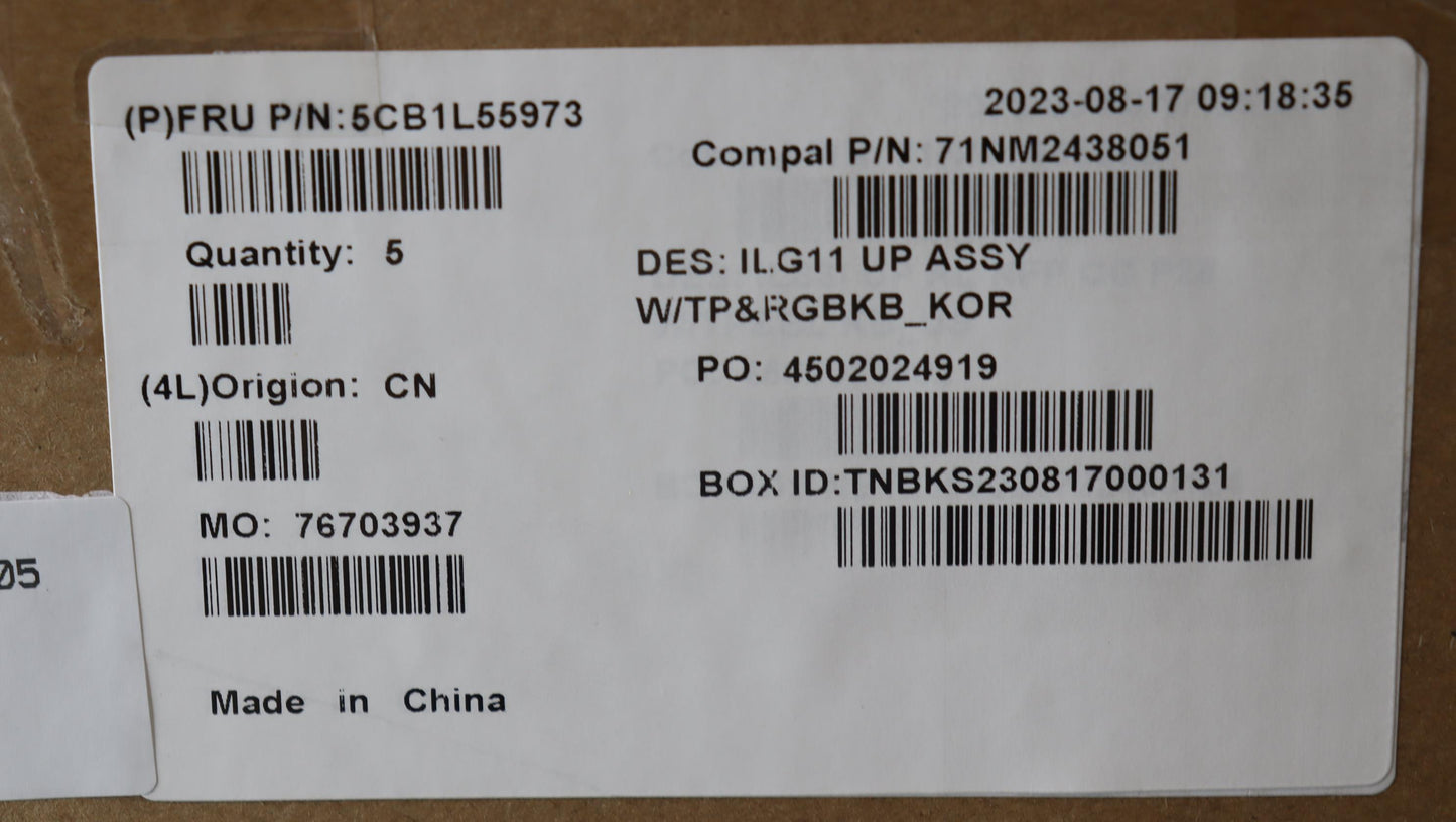 Lenovo Cover Upper Case Assembly Kor - 5CB1L55973
