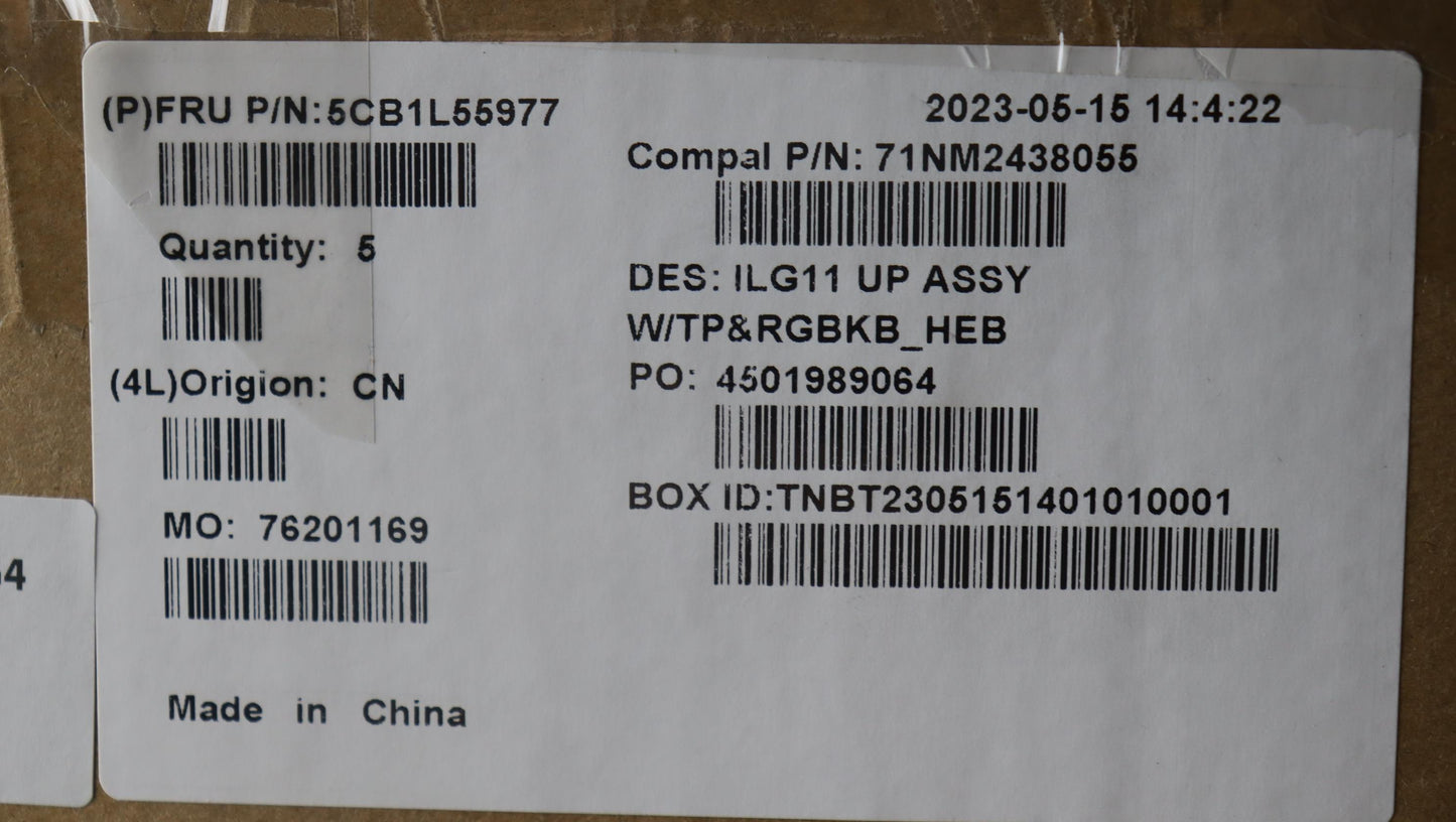 Lenovo Cover Upper Case Assembly Hbw - 5CB1L55977