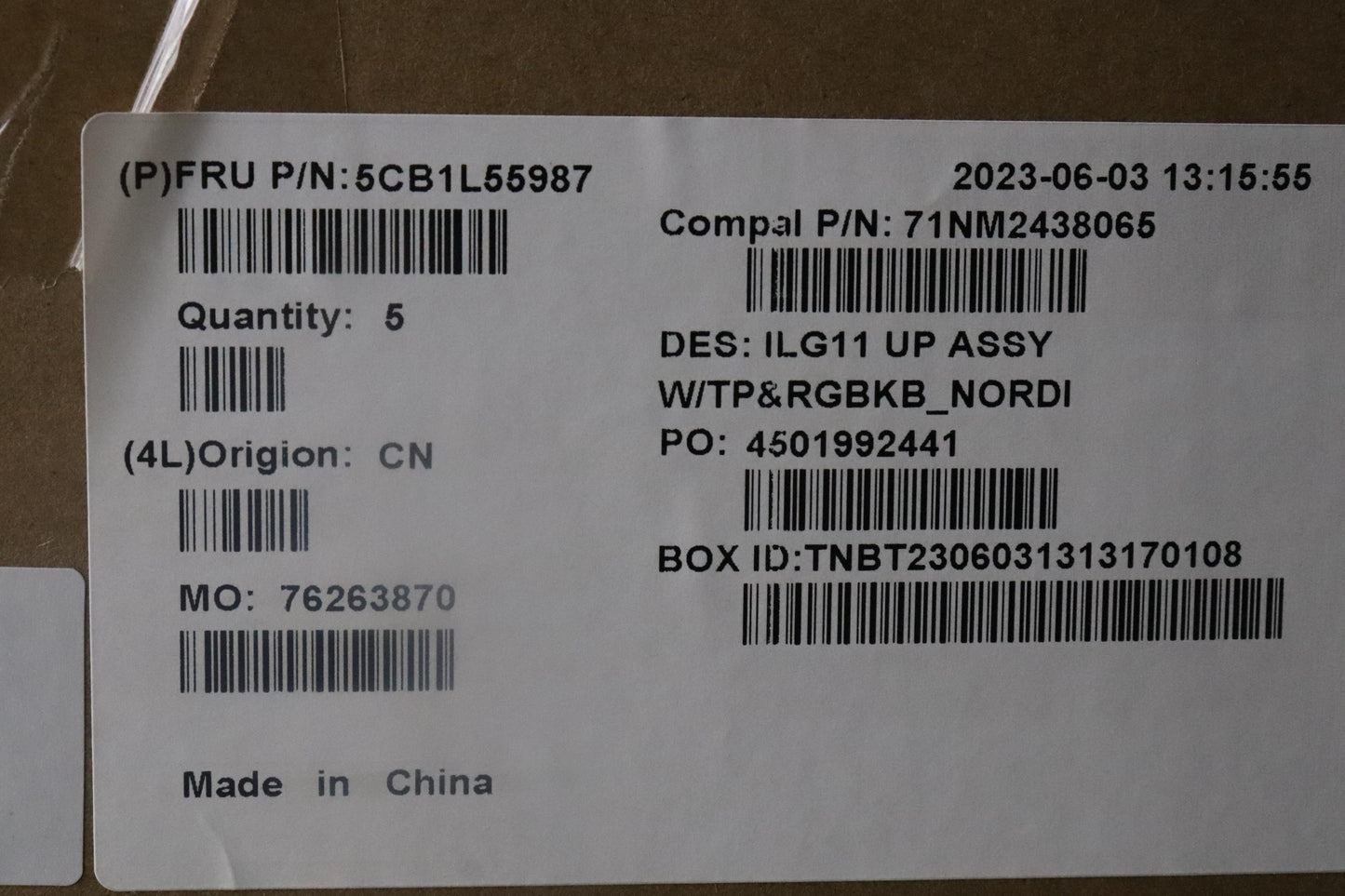 Lenovo Cover Upper Case Assembly Nord - 5CB1L55987