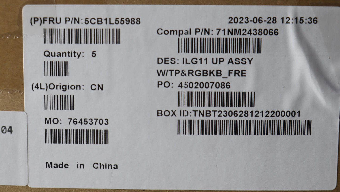 Lenovo Cover Upper Case Assembly Fra - 5CB1L55988