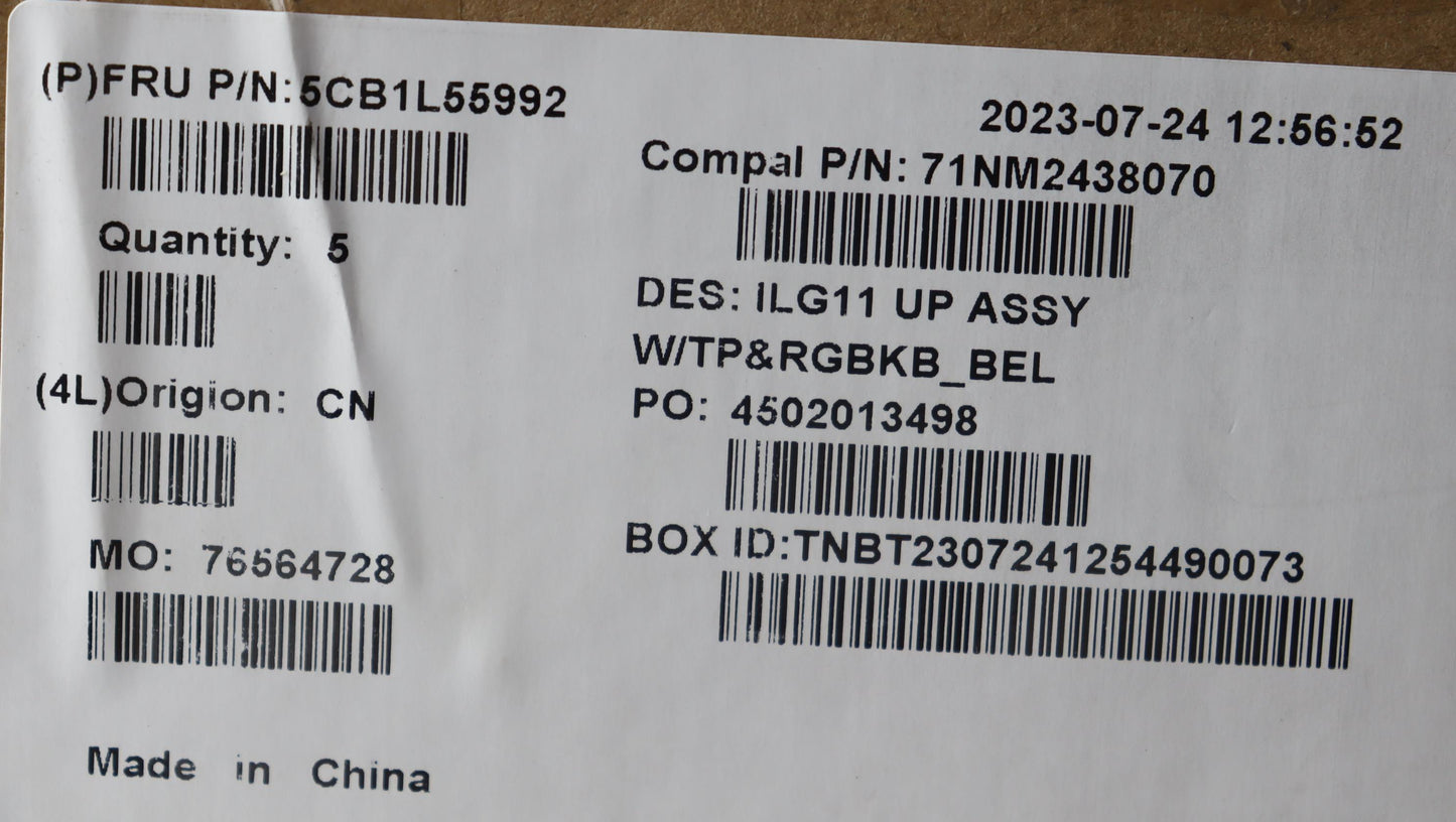 Lenovo Cover Upper Case Assembly Bel - 5CB1L55992